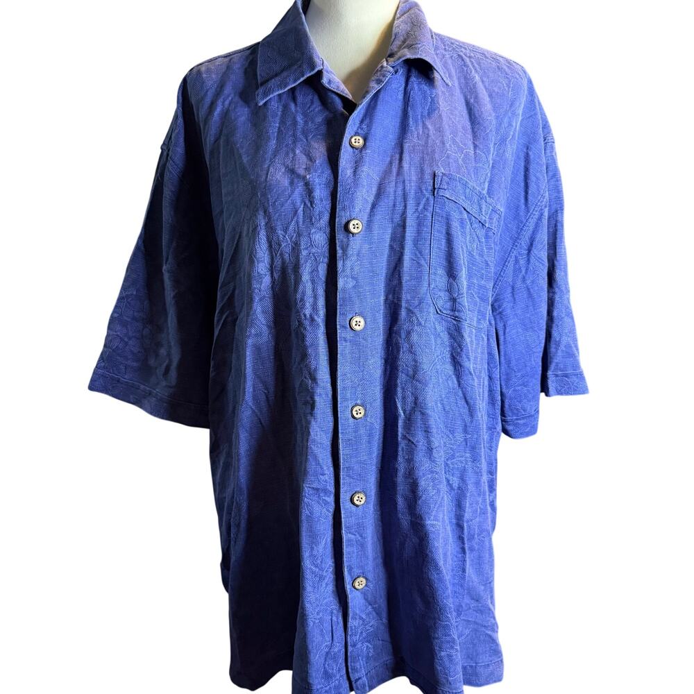 Jamaica Jaxx Island Outfitters 100% Silk Jacquard Shirt, Deep Indigo, Men's XL
